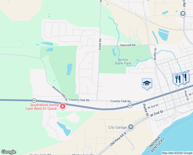 map of restaurants, bars, coffee shops, grocery stores, and more near 733 Smith Road in Mount Vernon