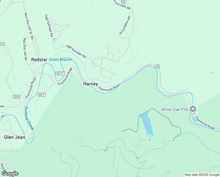 map of restaurants, bars, coffee shops, grocery stores, and more near 1491 Thurmond Road in Oak Hill