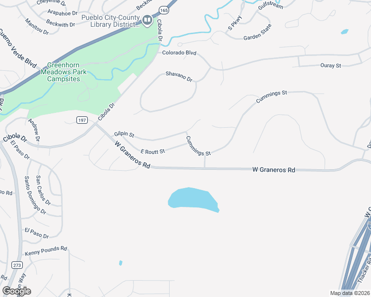 map of restaurants, bars, coffee shops, grocery stores, and more near East Routt Street in Pueblo