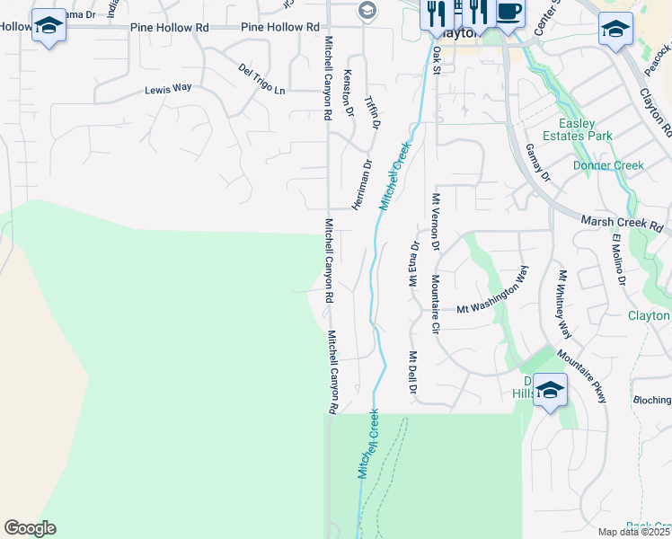 map of restaurants, bars, coffee shops, grocery stores, and more near 144 Widmar Place in Clayton