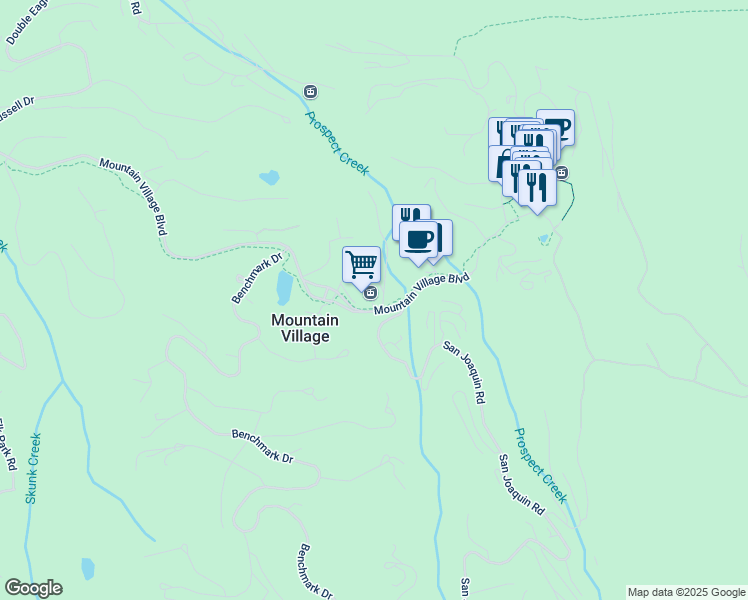 map of restaurants, bars, coffee shops, grocery stores, and more near 456 Mountain Village Boulevard in Telluride
