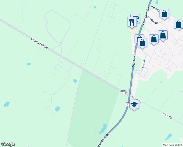 map of restaurants, bars, coffee shops, grocery stores, and more near 3031 Catnip Hill Road in Nicholasville