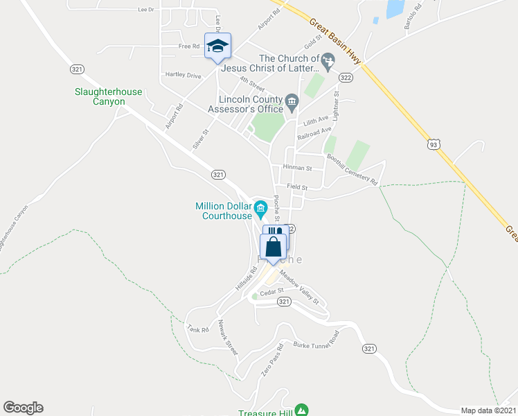 map of restaurants, bars, coffee shops, grocery stores, and more near 336 Hoffman Street in Pioche