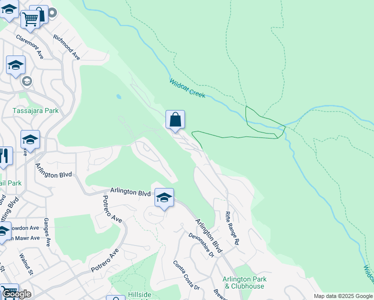map of restaurants, bars, coffee shops, grocery stores, and more near 207 Vista Heights Road in El Cerrito