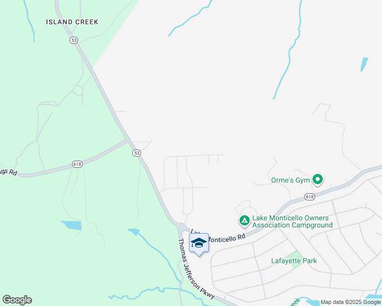 map of restaurants, bars, coffee shops, grocery stores, and more near 241 Horse Path Drive in Lake Monticello