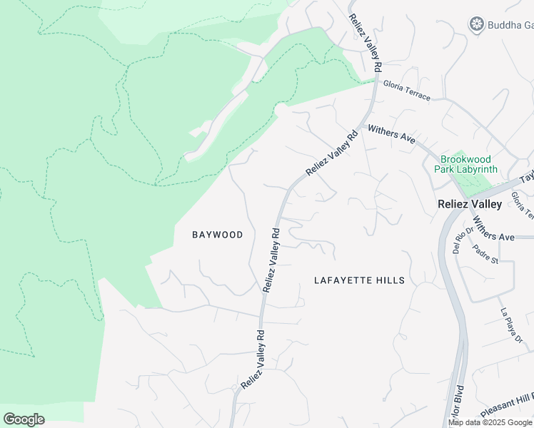 map of restaurants, bars, coffee shops, grocery stores, and more near 1751 Reliez Valley Road in Lafayette