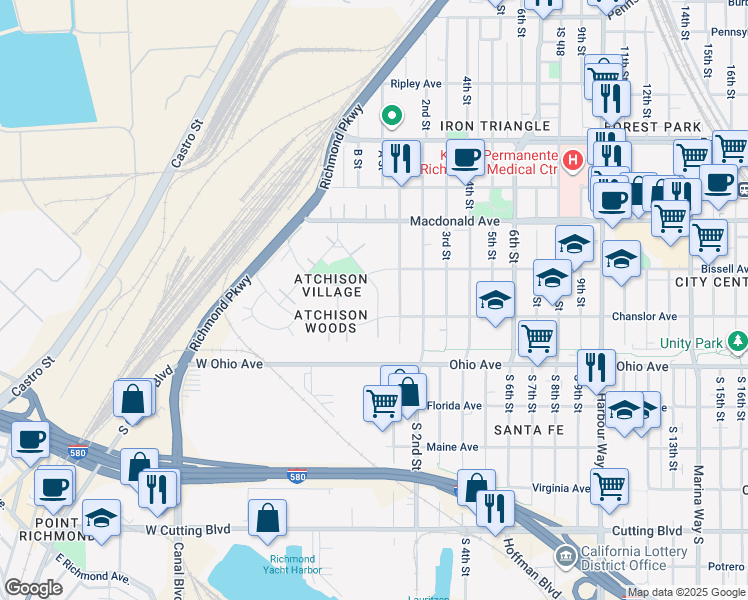 map of restaurants, bars, coffee shops, grocery stores, and more near 137 Collins Street in Richmond