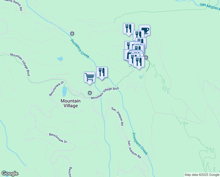 map of restaurants, bars, coffee shops, grocery stores, and more near 561 Mountain Village Boulevard in Mountain Village