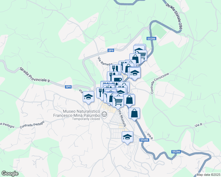 map of restaurants, bars, coffee shops, grocery stores, and more near 14 Via Sant'Anna in Castelbuono