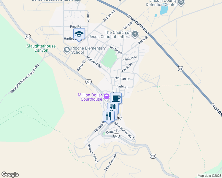 map of restaurants, bars, coffee shops, grocery stores, and more near 437 Pioche Street in Pioche