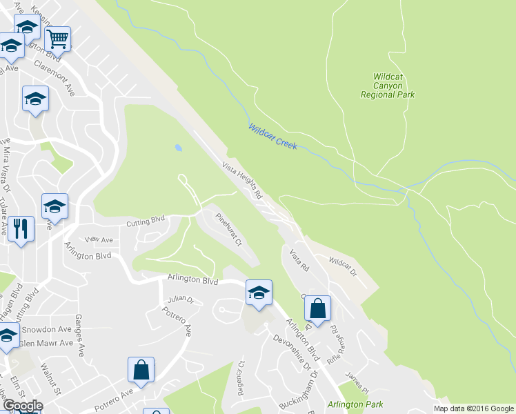map of restaurants, bars, coffee shops, grocery stores, and more near 633-705 Vista Heights Rd in El Cerrito