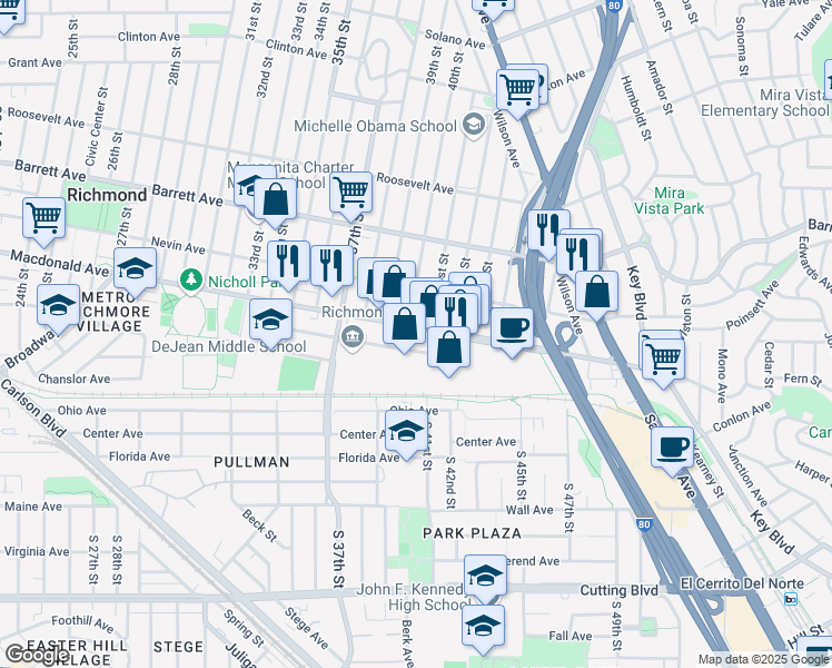 map of restaurants, bars, coffee shops, grocery stores, and more near 4010 Macdonald Avenue in Richmond