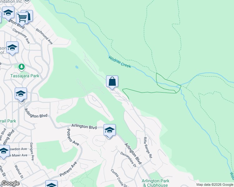 map of restaurants, bars, coffee shops, grocery stores, and more near 705 Vista Heights Road in El Cerrito