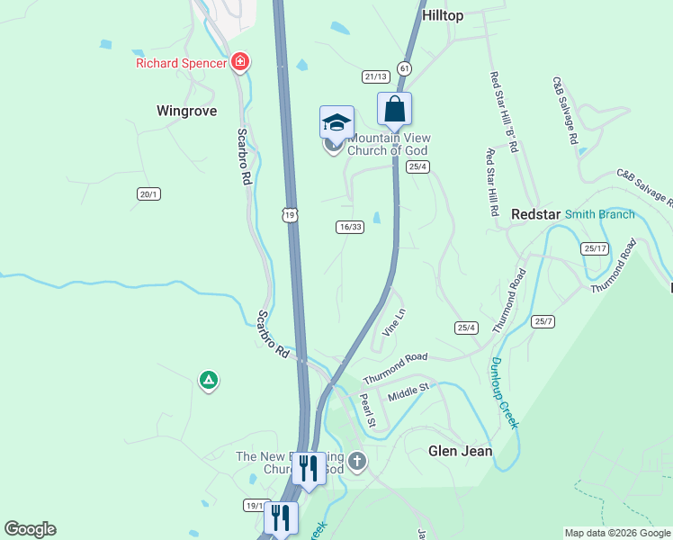 map of restaurants, bars, coffee shops, grocery stores, and more near 352 Saddleshop Road in Fayette