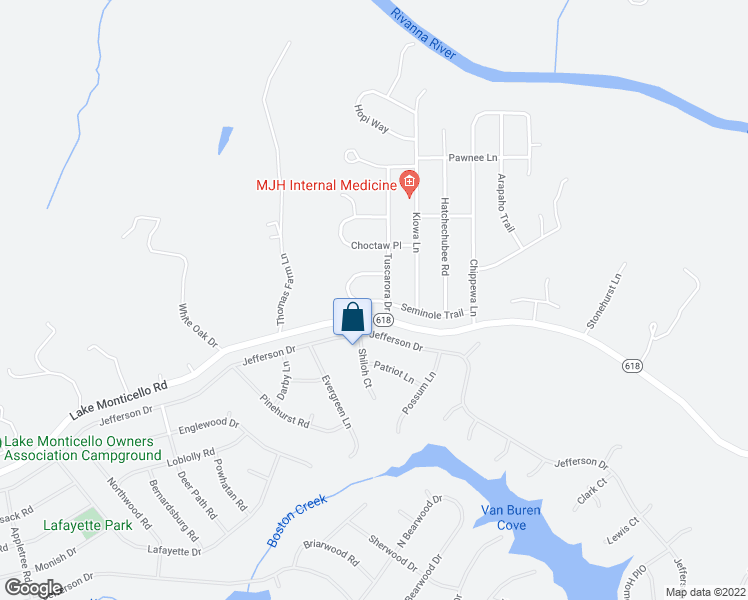map of restaurants, bars, coffee shops, grocery stores, and more near 31 Seminole Trail in Palmyra