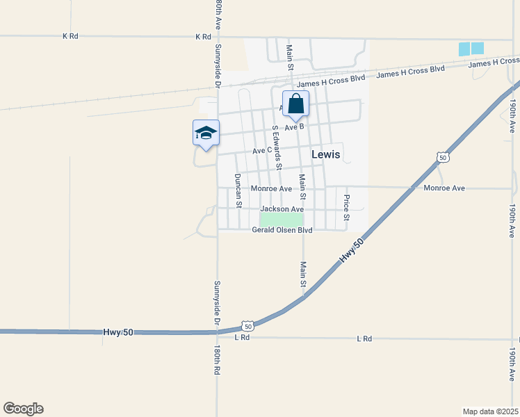 map of restaurants, bars, coffee shops, grocery stores, and more near 200 Jackson Avenue in Lewis