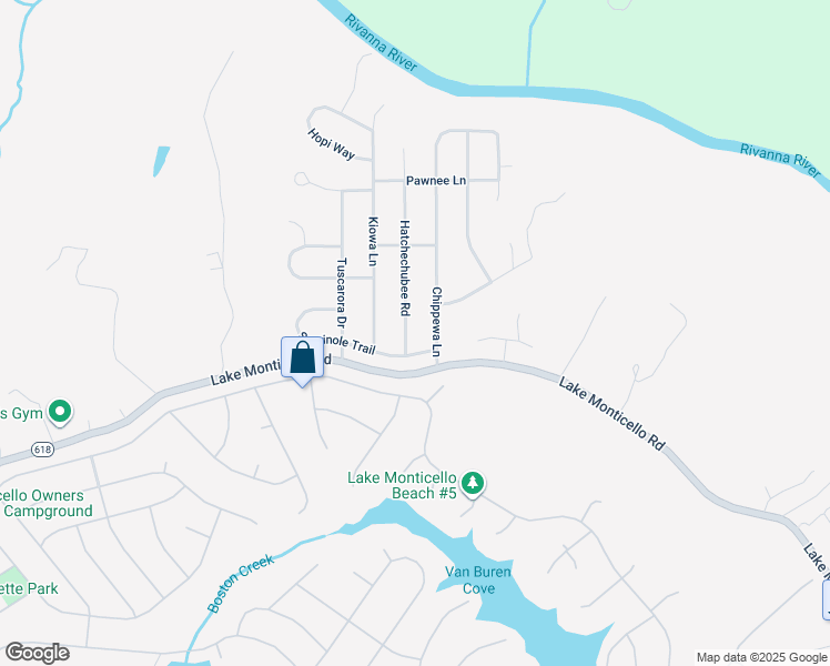 map of restaurants, bars, coffee shops, grocery stores, and more near 3 Hatchechubee Road in Palmyra
