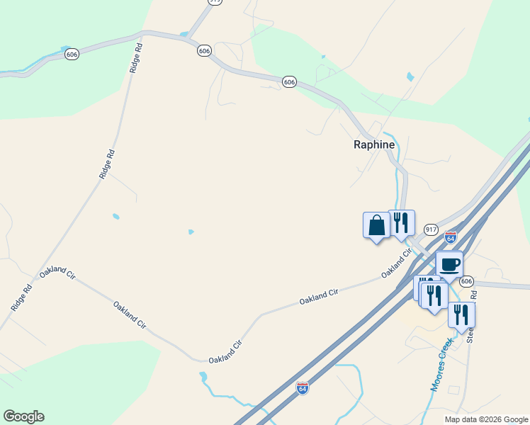map of restaurants, bars, coffee shops, grocery stores, and more near in Raphine