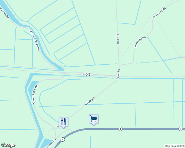 map of restaurants, bars, coffee shops, grocery stores, and more near 4476 South Whiskey Slough Road in Holt