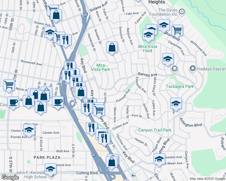 map of restaurants, bars, coffee shops, grocery stores, and more near 434 Carlston Street in Richmond