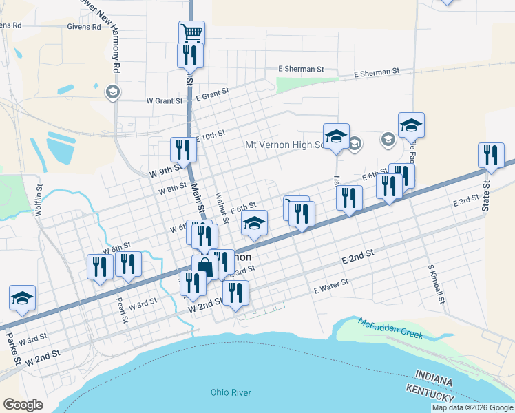 map of restaurants, bars, coffee shops, grocery stores, and more near 400-446 East 6th Street in Mount Vernon