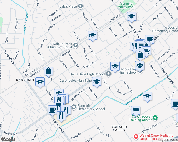 map of restaurants, bars, coffee shops, grocery stores, and more near 1761 Flanders Court in Walnut Creek