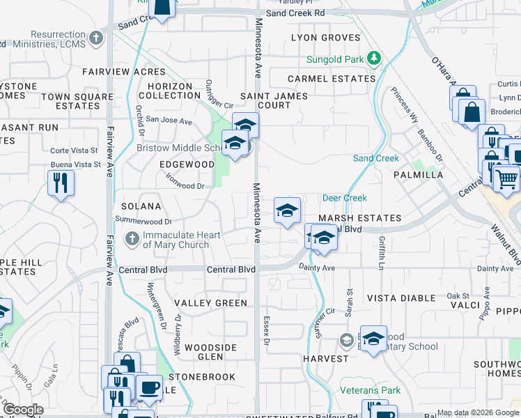 map of restaurants, bars, coffee shops, grocery stores, and more near 970 Doeskin Terrace in Brentwood