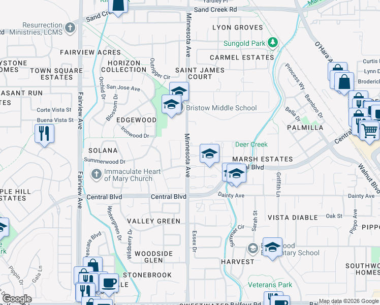 map of restaurants, bars, coffee shops, grocery stores, and more near 975 Doeskin Terrace in Brentwood
