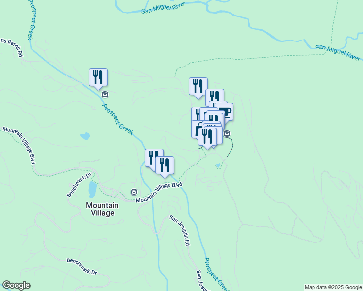 map of restaurants, bars, coffee shops, grocery stores, and more near 198 Vischer Drive in Mountain Village