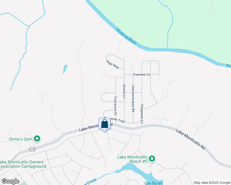map of restaurants, bars, coffee shops, grocery stores, and more near 98 Choctaw Place in Palmyra