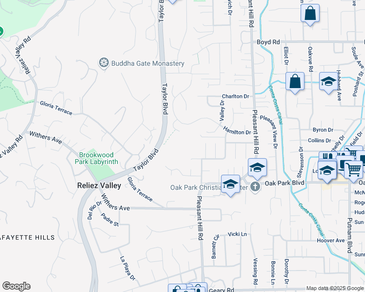 map of restaurants, bars, coffee shops, grocery stores, and more near 901 Taylor Boulevard in Pleasant Hill