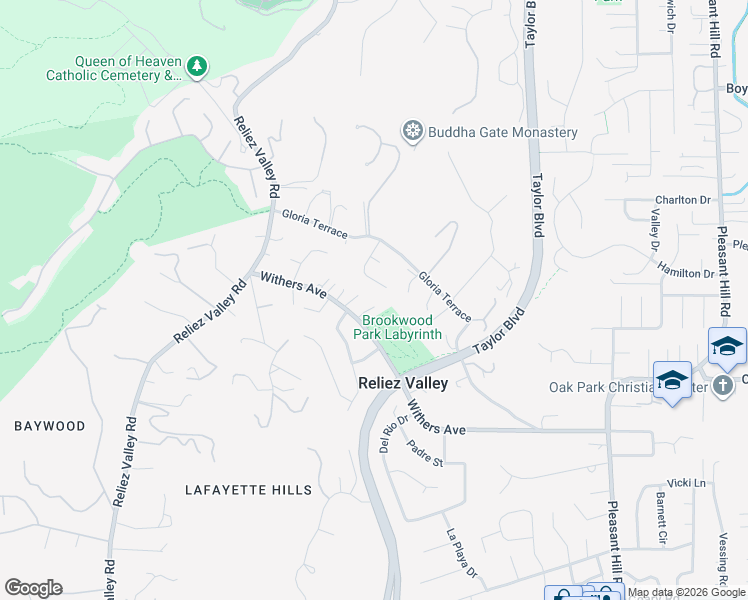 map of restaurants, bars, coffee shops, grocery stores, and more near 1903 Vía Ferrari in Lafayette
