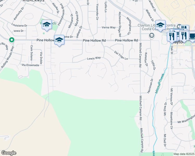 map of restaurants, bars, coffee shops, grocery stores, and more near 1170 Ridgemont Place in Concord