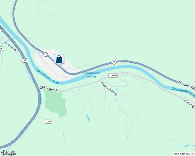 map of restaurants, bars, coffee shops, grocery stores, and more near 102 Riversedge Dr in Chapmanville