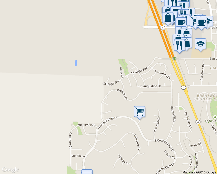 map of restaurants, bars, coffee shops, grocery stores, and more near 2716 Saint Regis Avenue in Brentwood