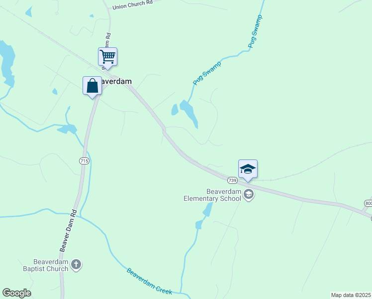map of restaurants, bars, coffee shops, grocery stores, and more near 16120 Beaverdam School Rd in Beaverdam