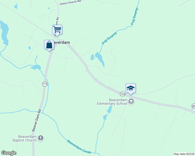 map of restaurants, bars, coffee shops, grocery stores, and more near 16120 State Route 739 in Beaverdam