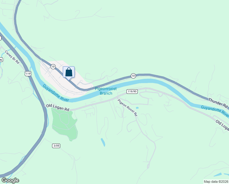 map of restaurants, bars, coffee shops, grocery stores, and more near 106-102 Riversedge Dr in Chapmanville