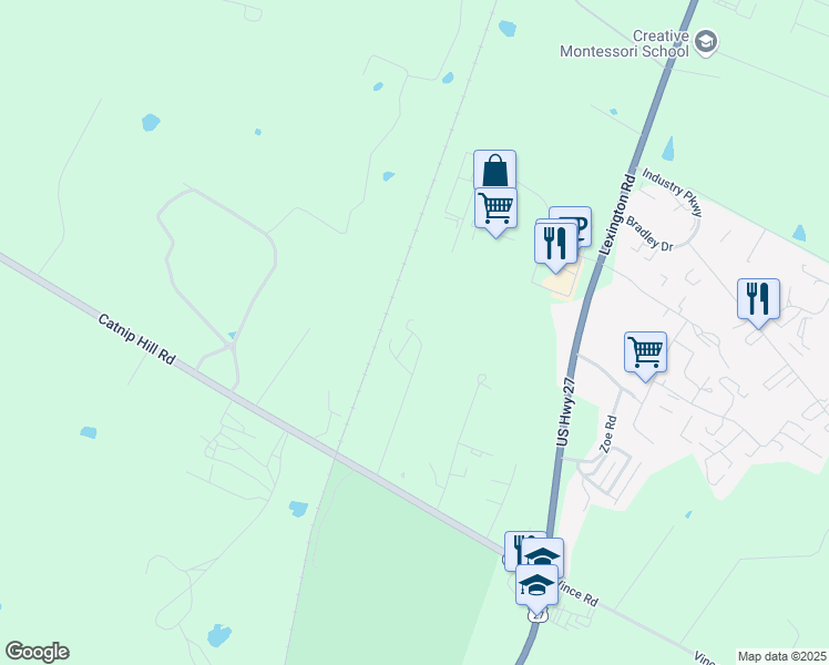 map of restaurants, bars, coffee shops, grocery stores, and more near 200 Computrex Drive in Nicholasville