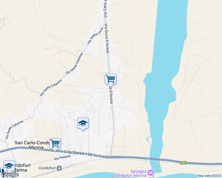 map of restaurants, bars, coffee shops, grocery stores, and more near 61 Via Duca D'Aosta in San Carlo-condofuri Marina