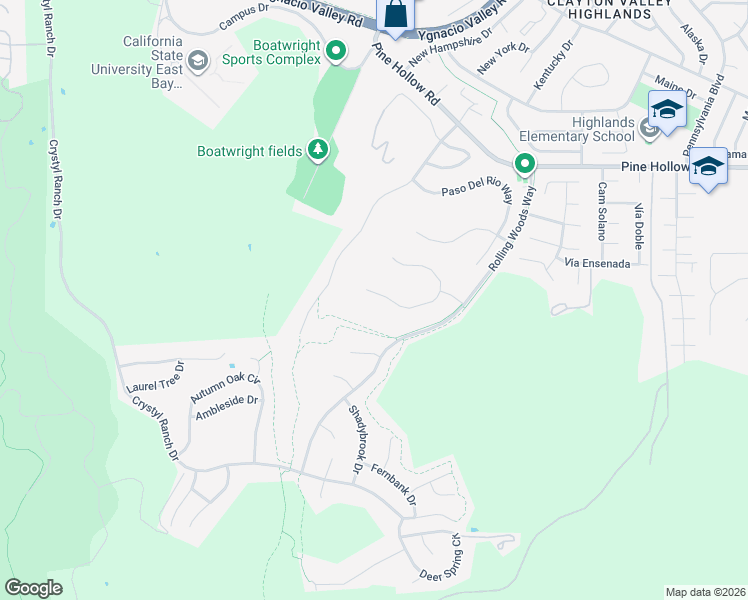 map of restaurants, bars, coffee shops, grocery stores, and more near 5308 Vista Point Court in Concord