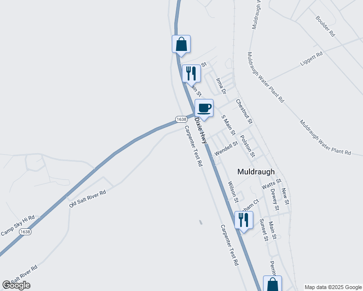 map of restaurants, bars, coffee shops, grocery stores, and more near in Muldraugh