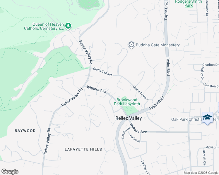 map of restaurants, bars, coffee shops, grocery stores, and more near 3264 Withers Avenue in Lafayette