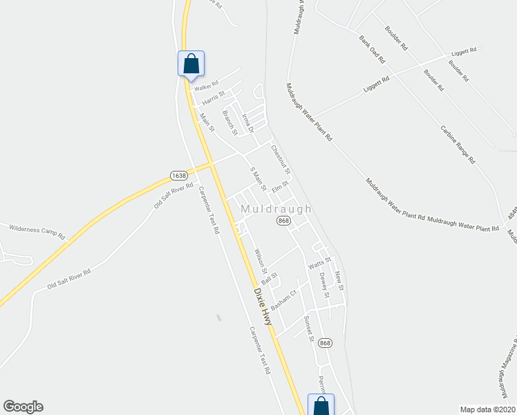 map of restaurants, bars, coffee shops, grocery stores, and more near 203 Wendell Street in Muldraugh