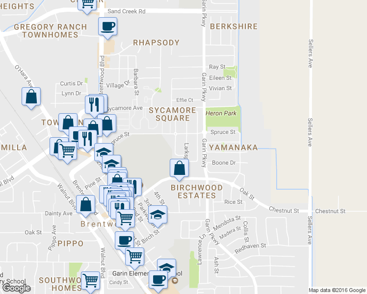 map of restaurants, bars, coffee shops, grocery stores, and more near 865 Larkspur Lane in Brentwood