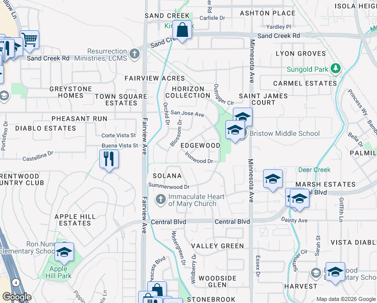 map of restaurants, bars, coffee shops, grocery stores, and more near 825 Hollowbrook Drive in Brentwood