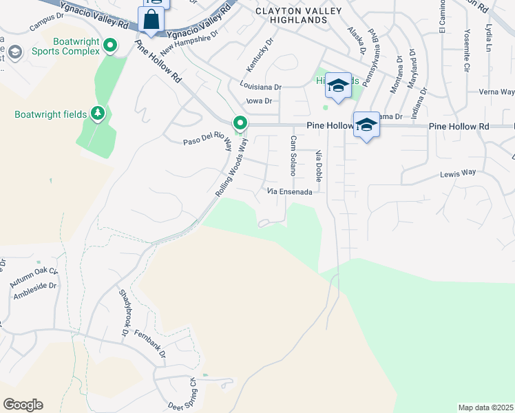 map of restaurants, bars, coffee shops, grocery stores, and more near 1108 Rock Creek Way in Concord