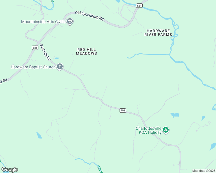 map of restaurants, bars, coffee shops, grocery stores, and more near 3595 Red Hill Road in Charlottesville