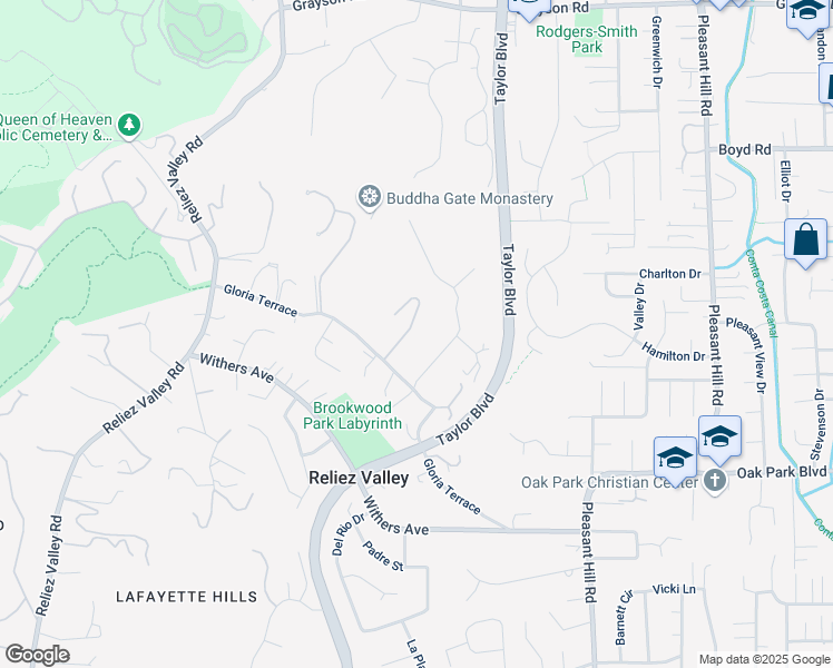 map of restaurants, bars, coffee shops, grocery stores, and more near 10 The Nines in Lafayette