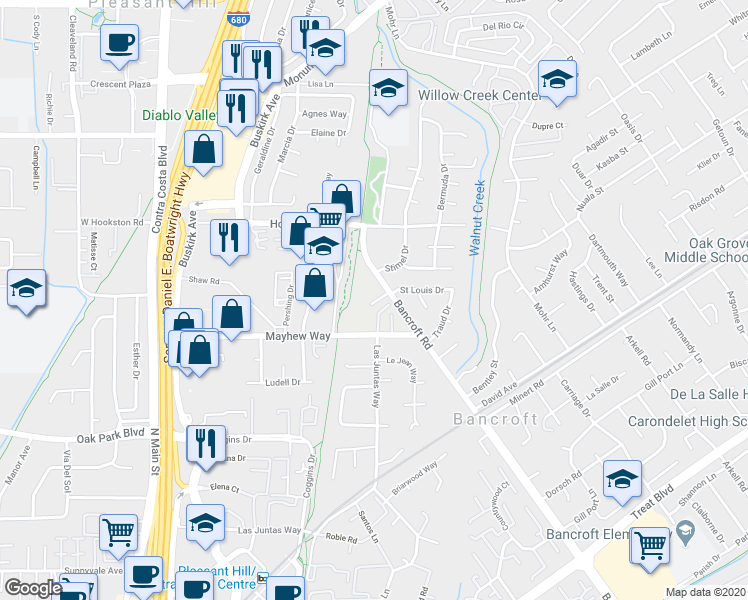 map of restaurants, bars, coffee shops, grocery stores, and more near 981 Bancroft Road in Concord